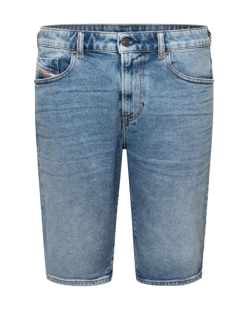 DIESEL Blue Denim Knee-Length Shorts for men