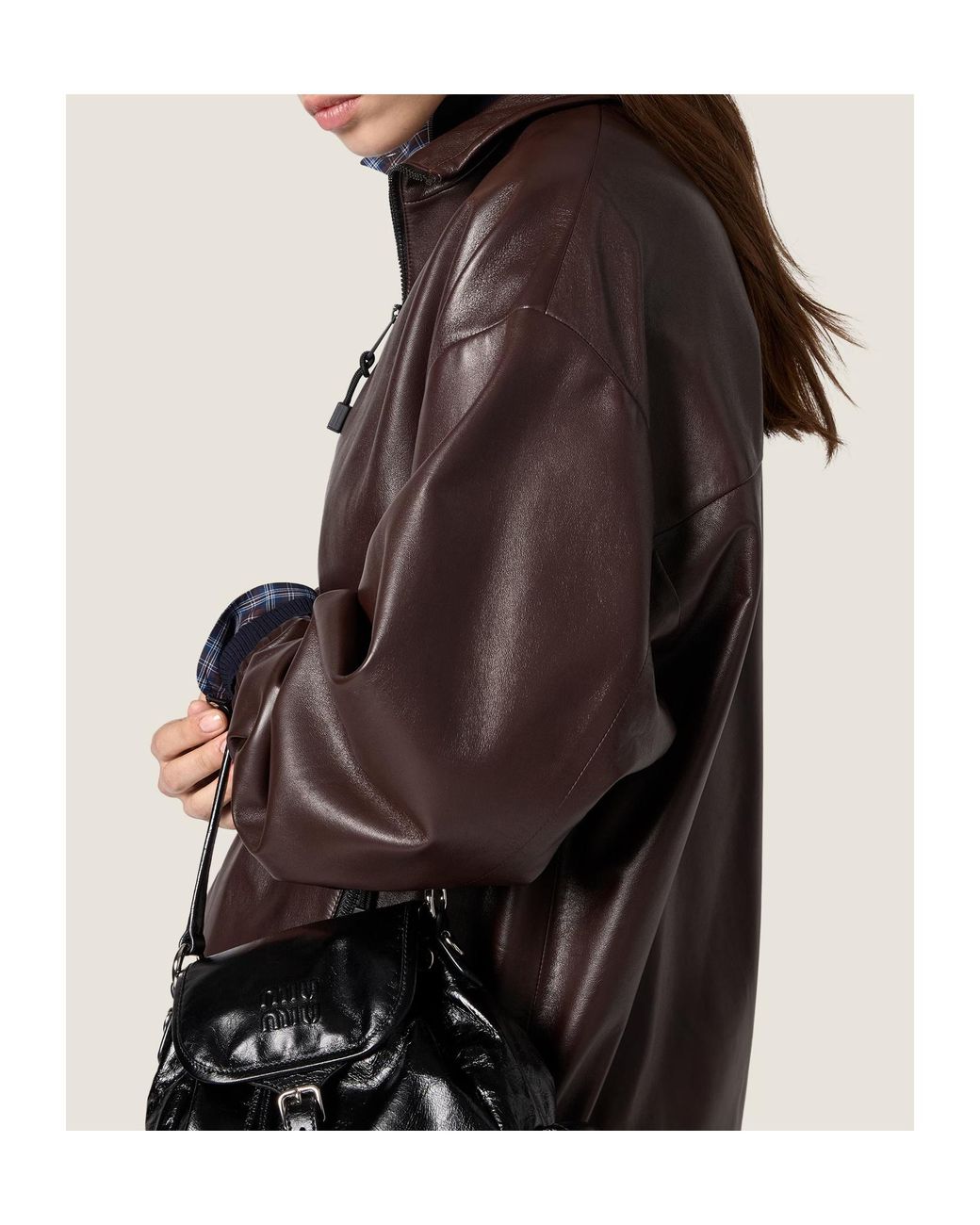 Miu Miu Brown Nappa Leather Blouson Jacket