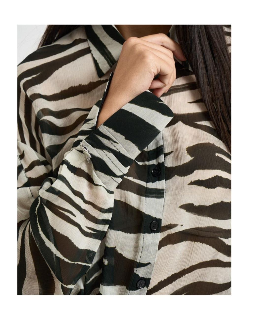 Patrizia Pepe Gray Sheer Zebra Shirt