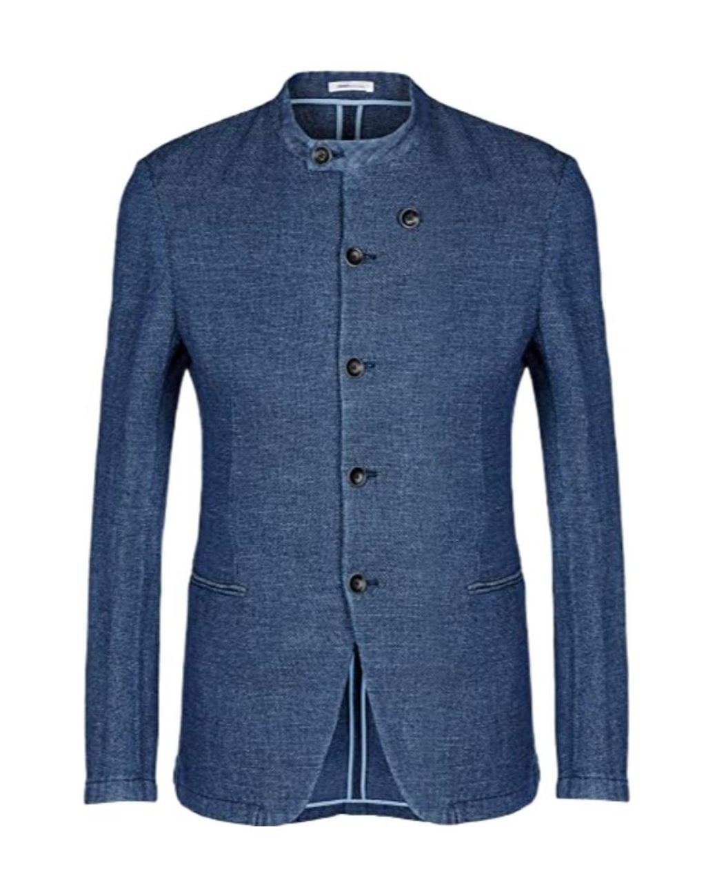 Armani Collezioni Blue Button Long-Sleeved Jacket for men