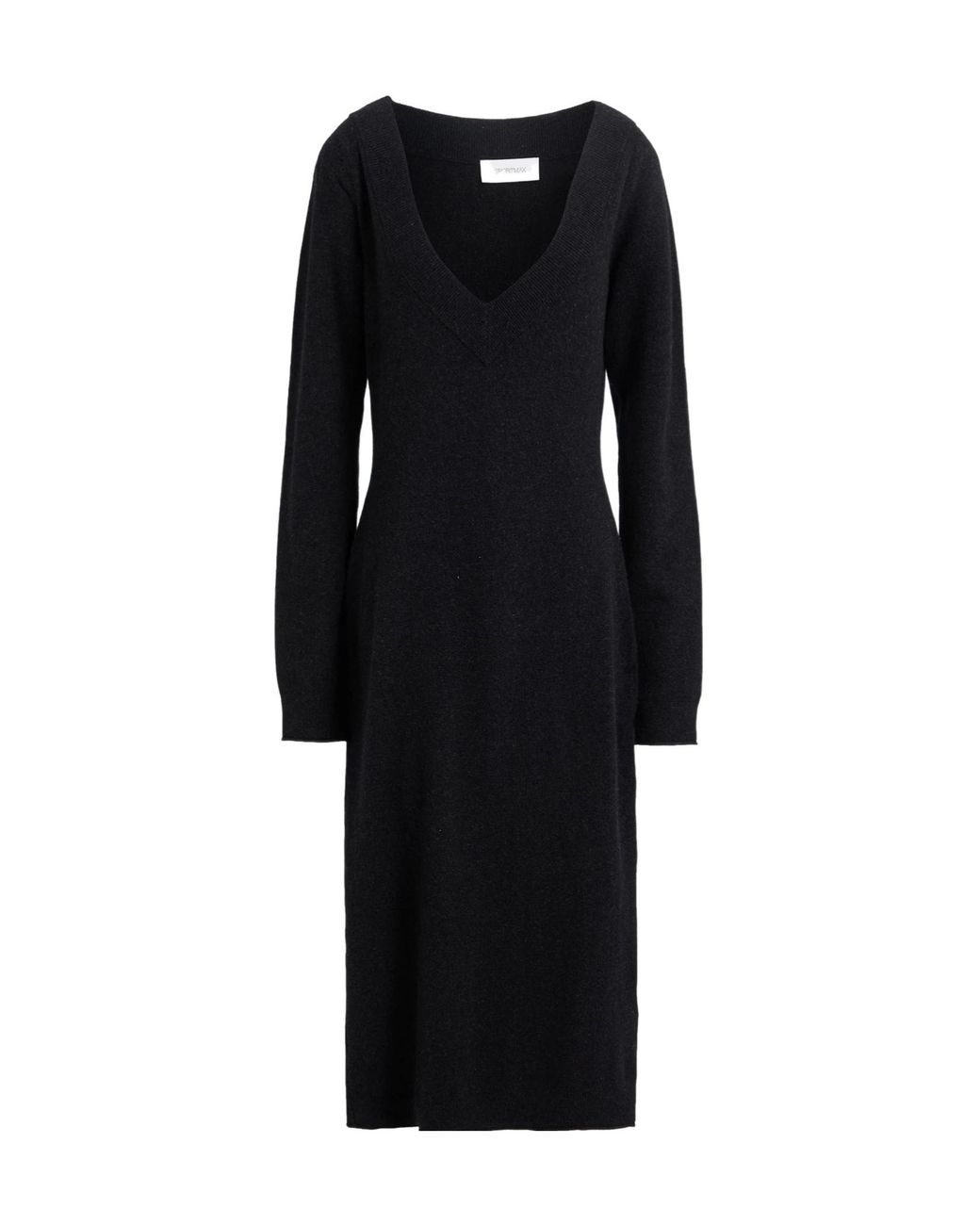 Sportmax Black Midi Dress Wool, Cashmere, Polyamide, Elastane