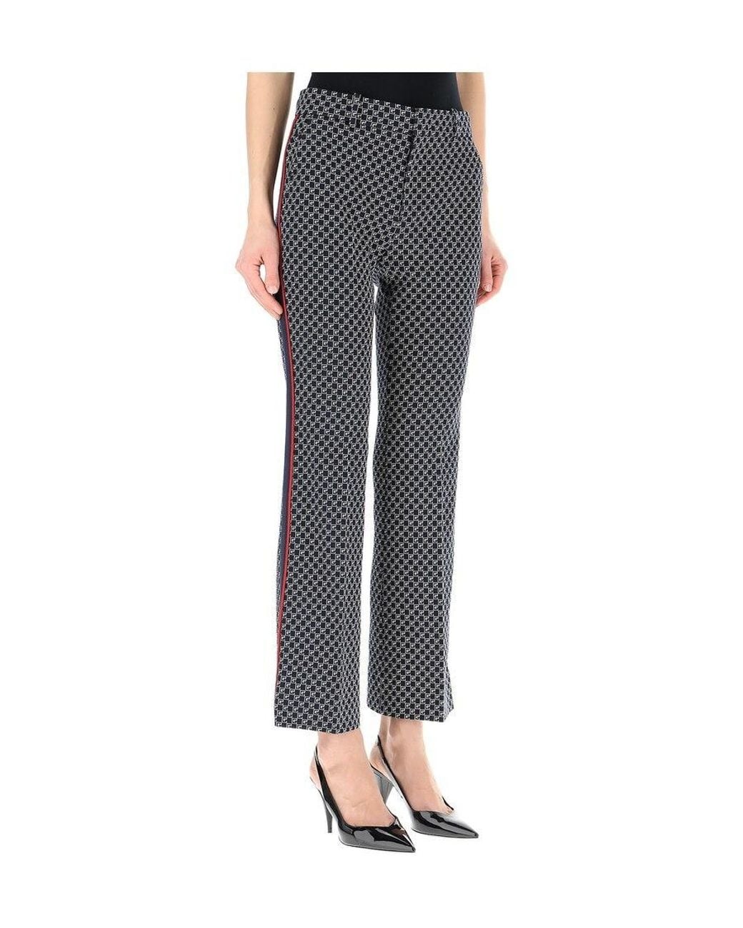 Gucci Gray Gg-Print Cropped Flared Trousers