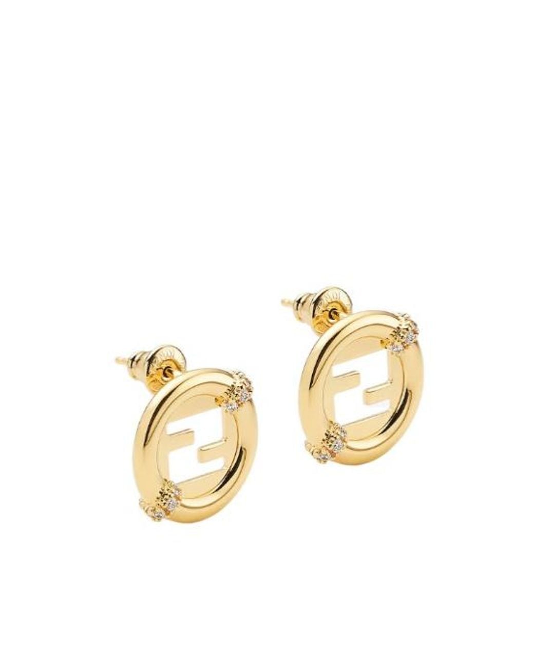 Fendi Metallic Everround Embellished Earrings