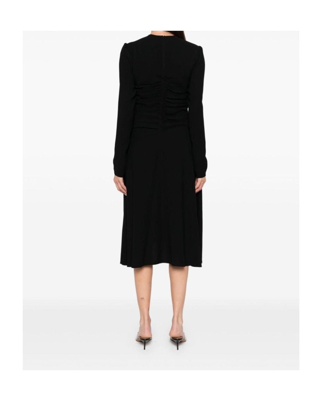 N°21 Black Ruched Detail Crepe Midi Dress