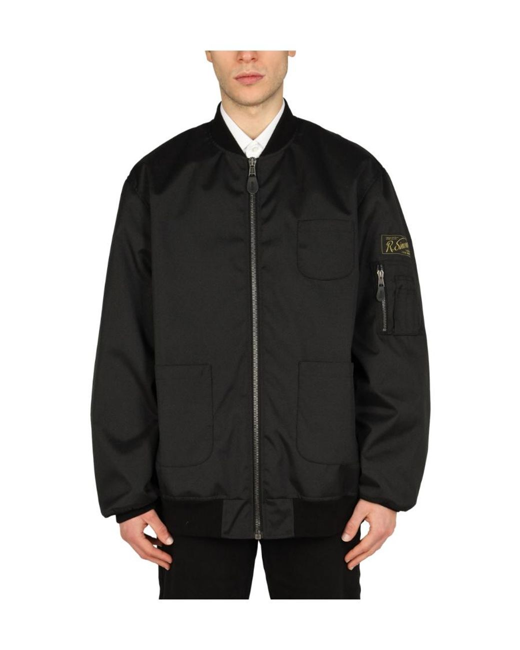 Raf Simons Black Graphic-Print Bomber Jacket for men