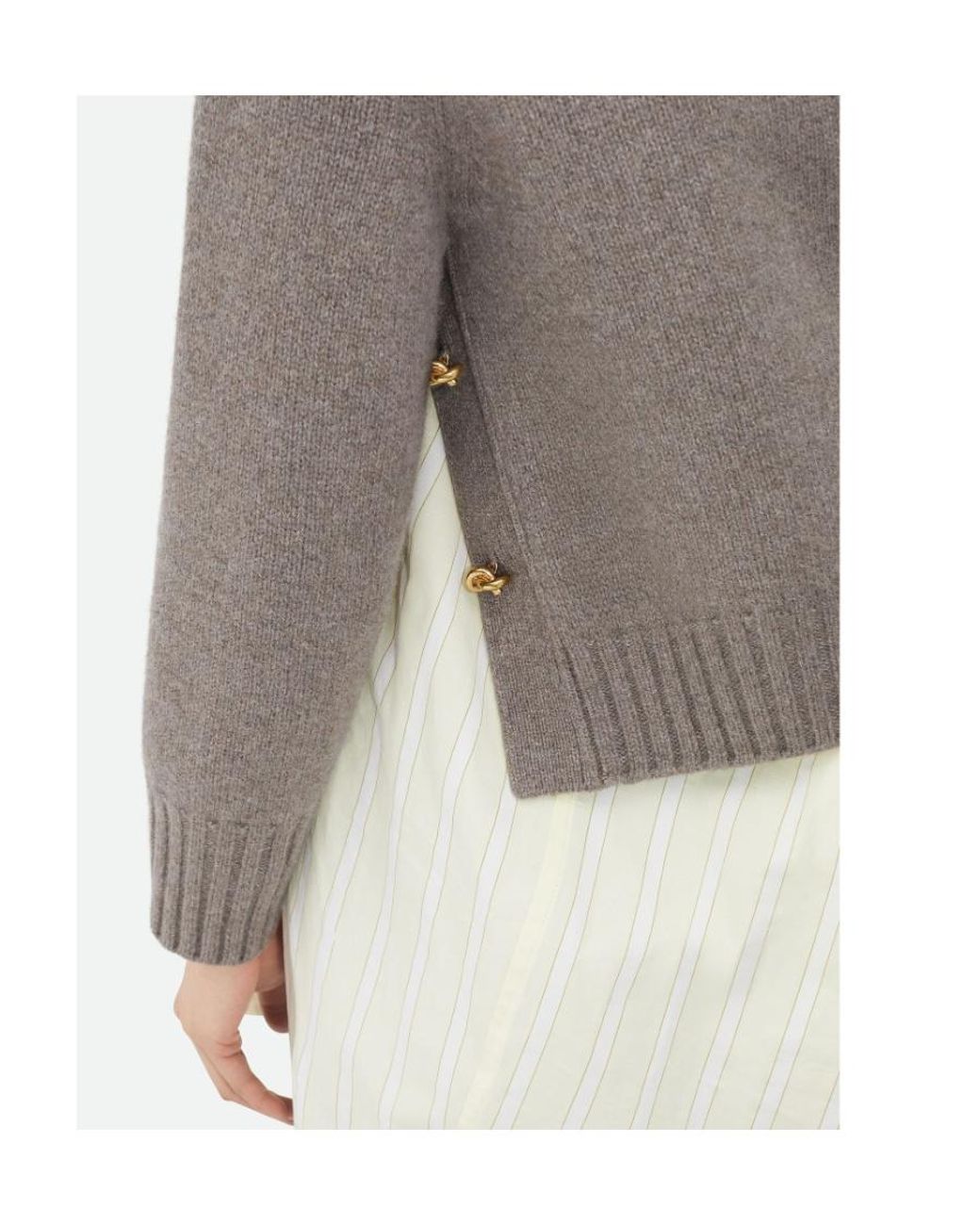 Bottega Veneta Gray Knot Button Regular Fit Jumper