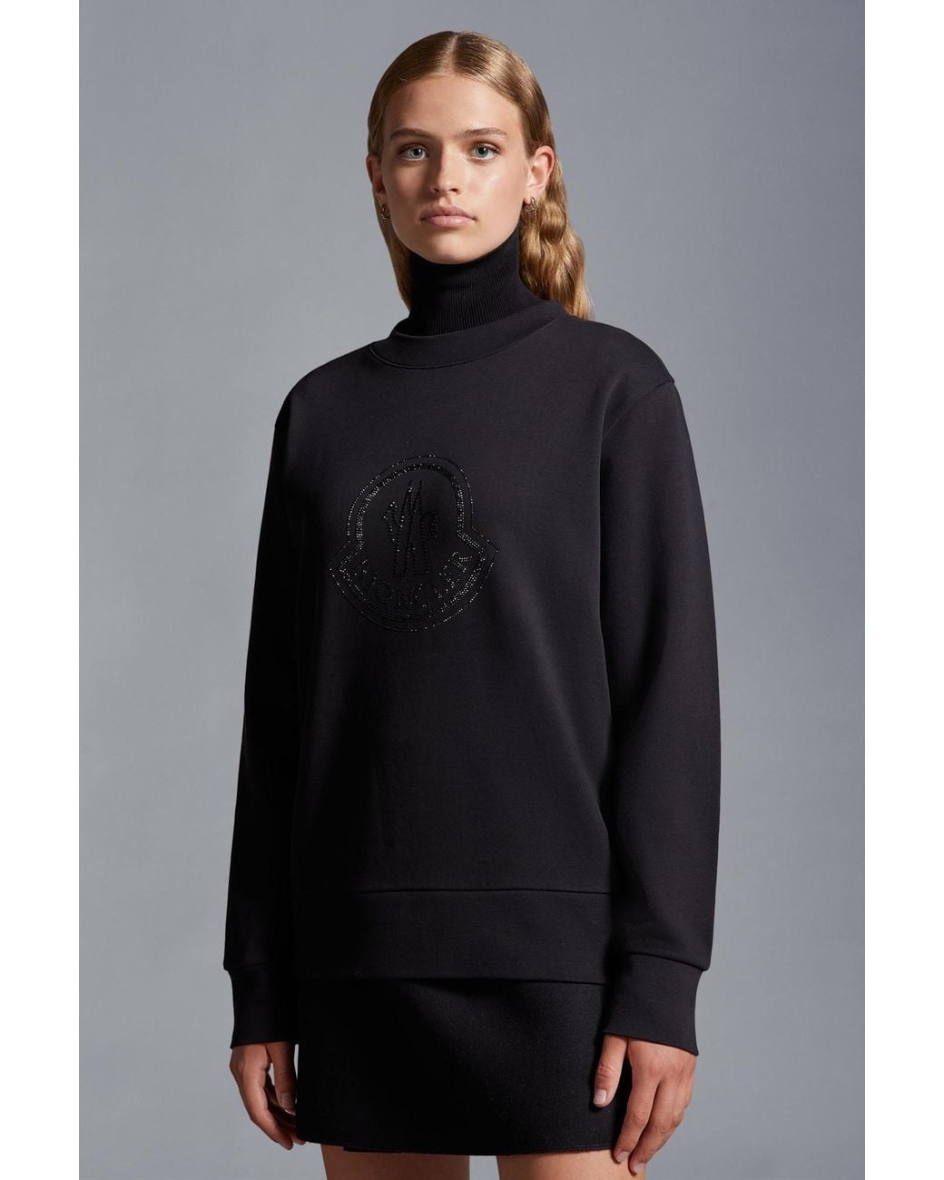 Moncler Black Embellished Logo Crewneck Sweatshirt