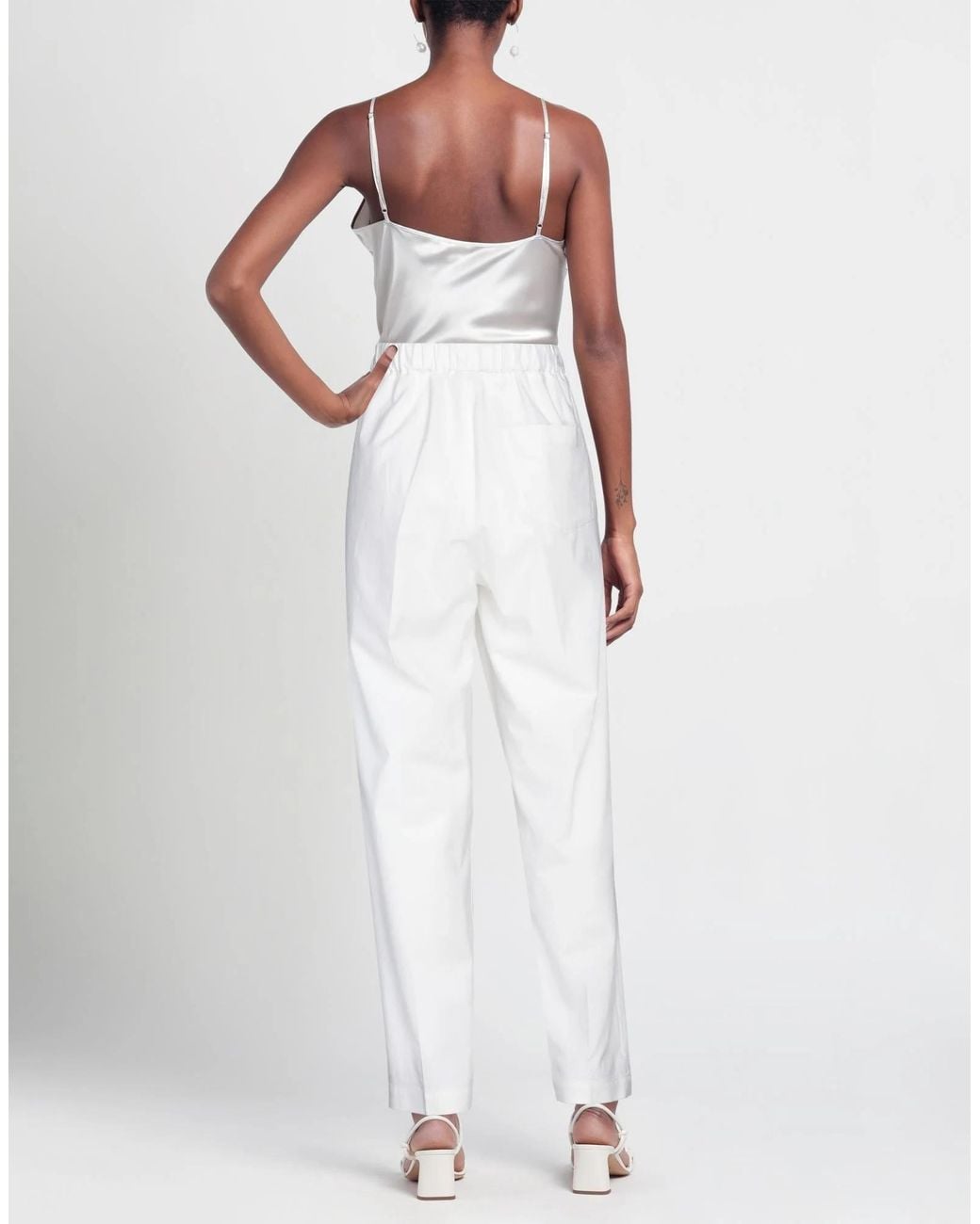 MM6 by Maison Margiela White Solid Color Stretch Pants