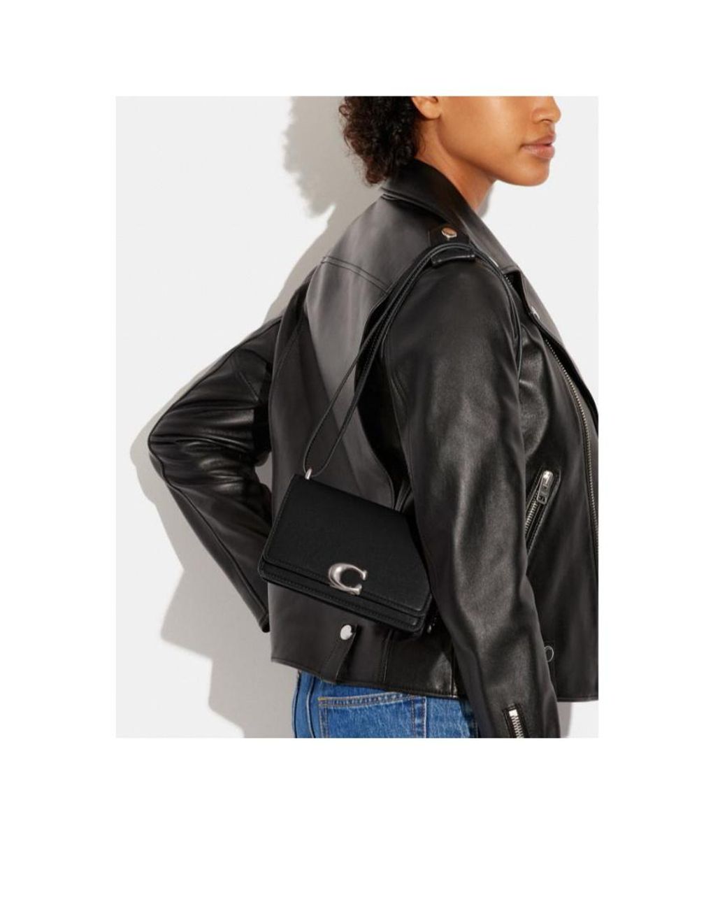 COACH Luxe Refined Calf Leather Bandit Crossbody Black One Size