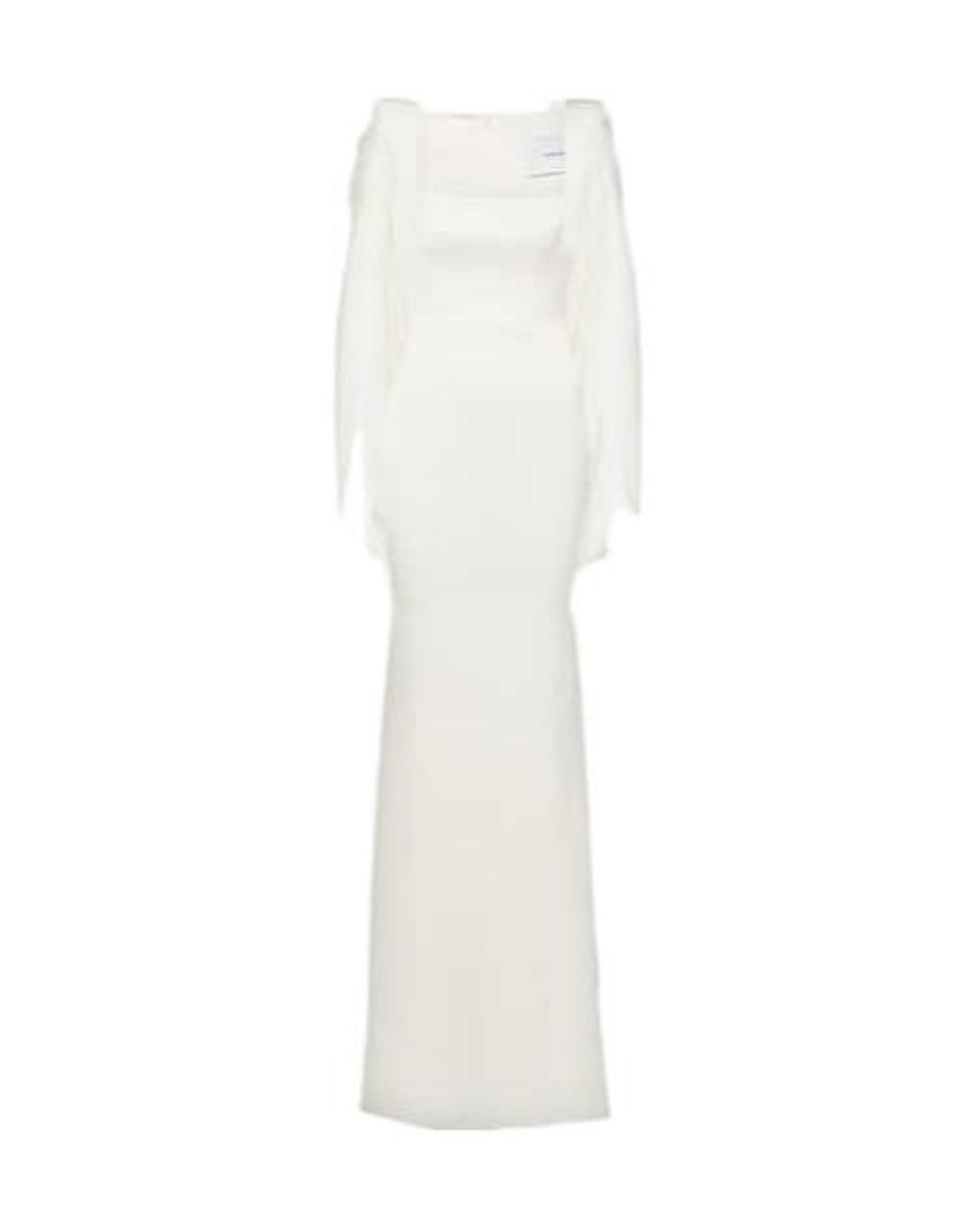 Alex Perry White Bridal Portrait Cape-Detail Satin Gown