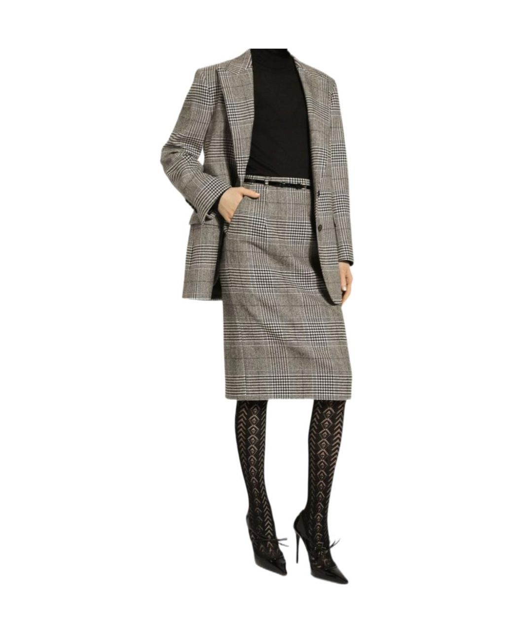 Dolce & Gabbana Gray Long-Sleeved Checked Jacket