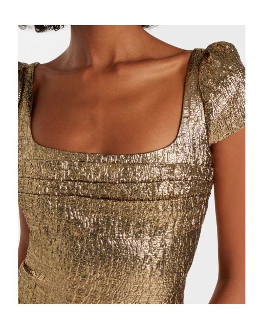 Roland Mouret Brown Draped Lamé Jacquard Cocktail Dress