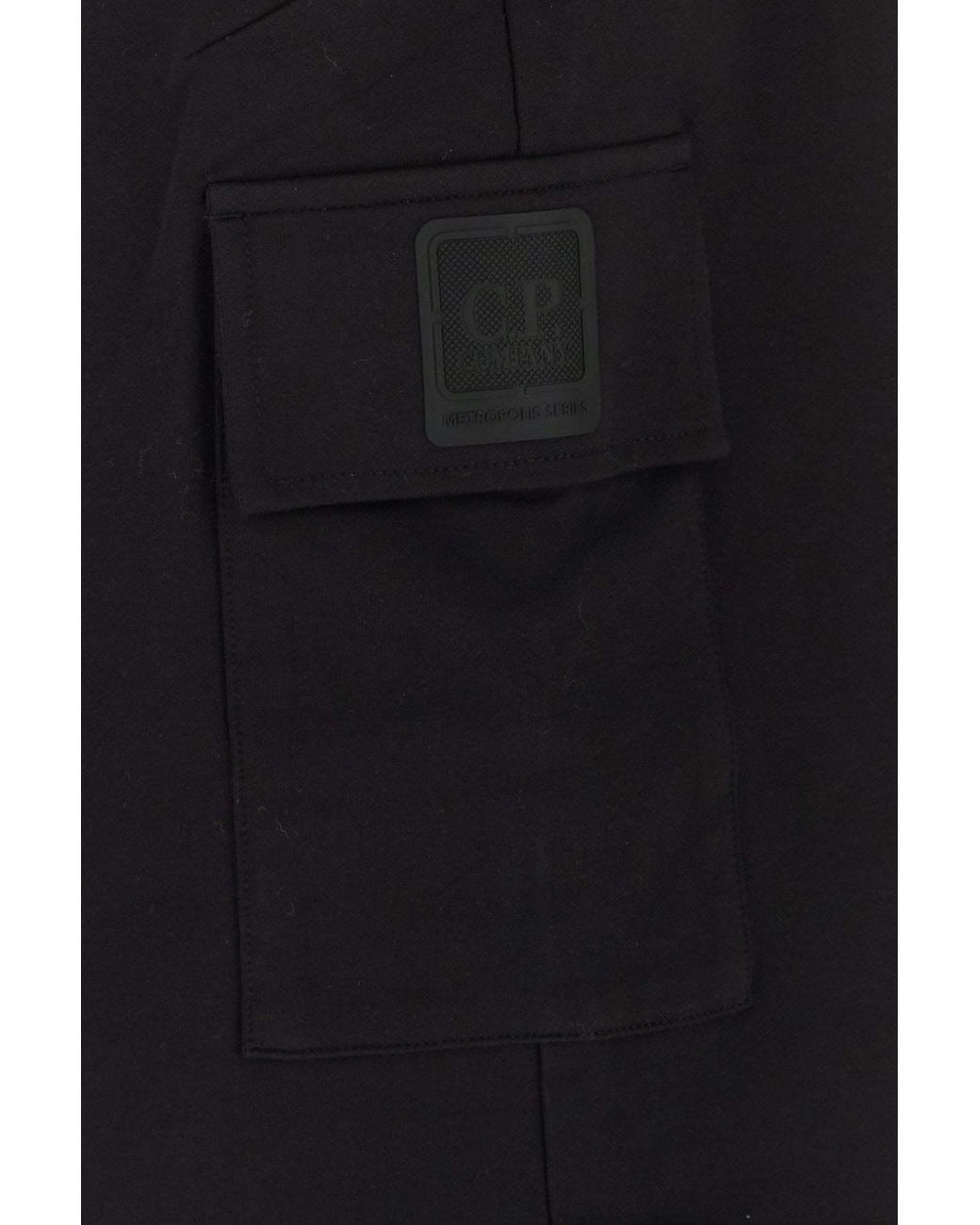 C P Company Black Metropolis Stretch Cargo Shorts for men