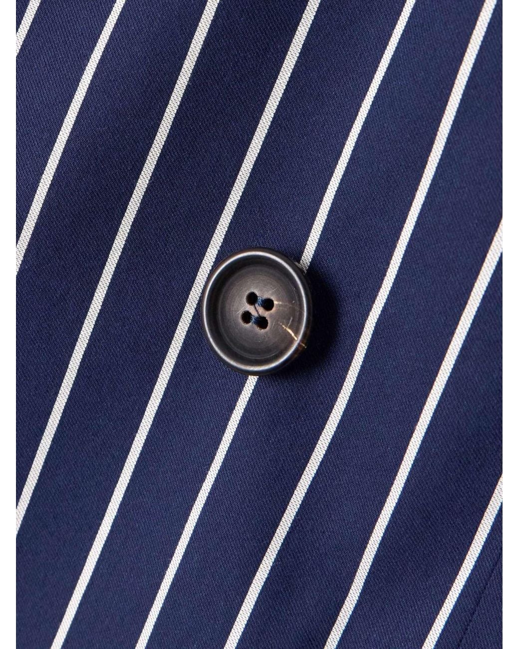 Brunello Cucinelli Blue Double Breasted Striped Blazer