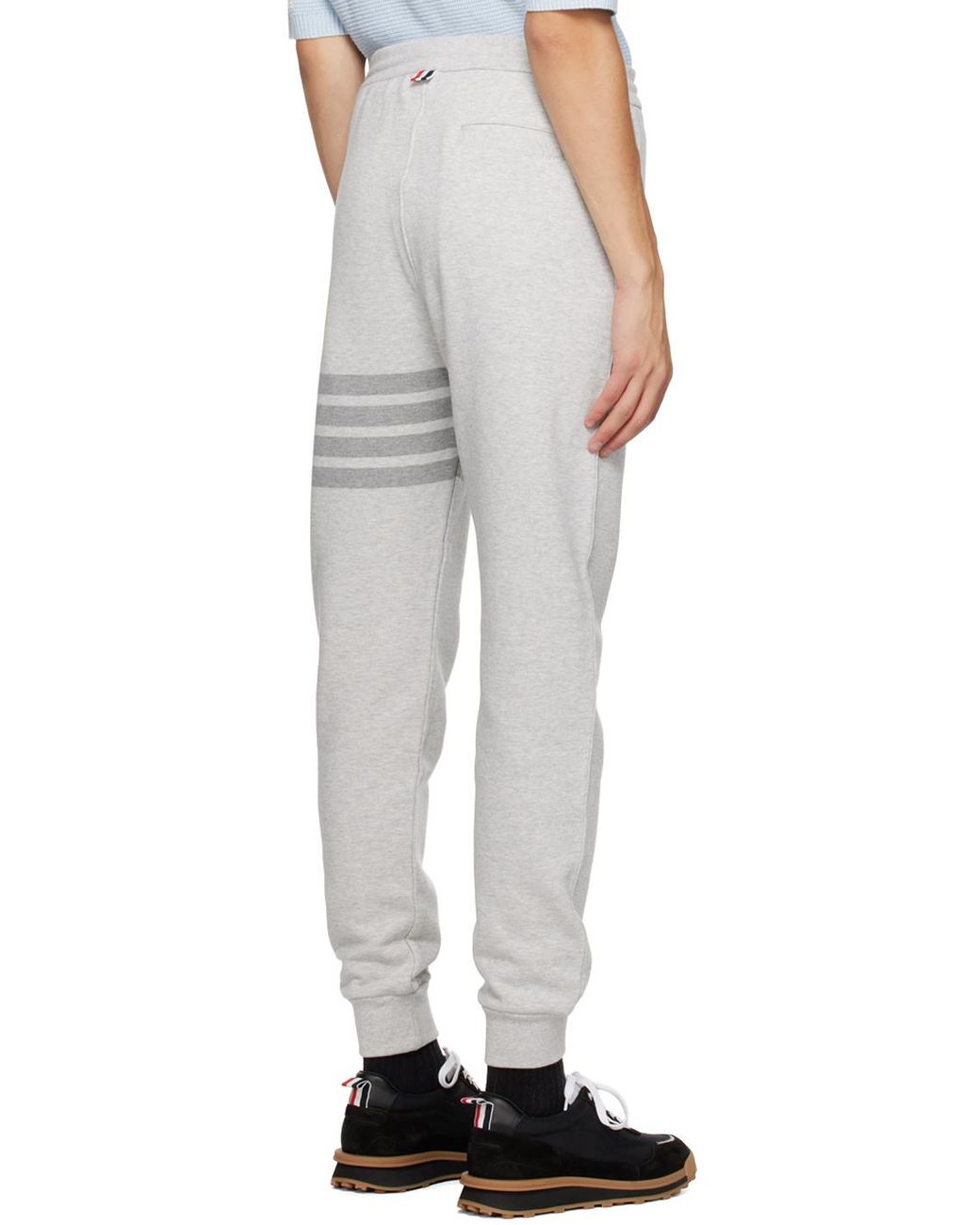 Thom Browne Black Bar Striped Drawstring Pants for men