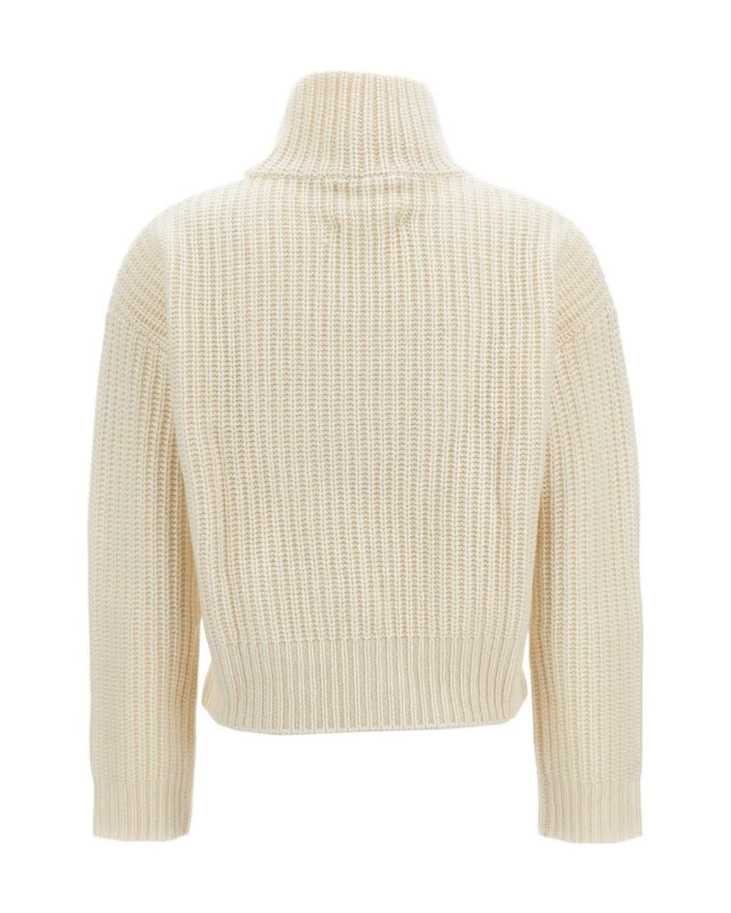 Lisa Yang White Turtleneck Long-Sleeves Sweater