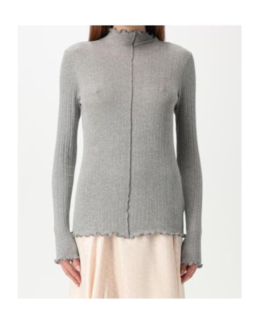 Fendi Gray Mock Neck Knitted Jumper