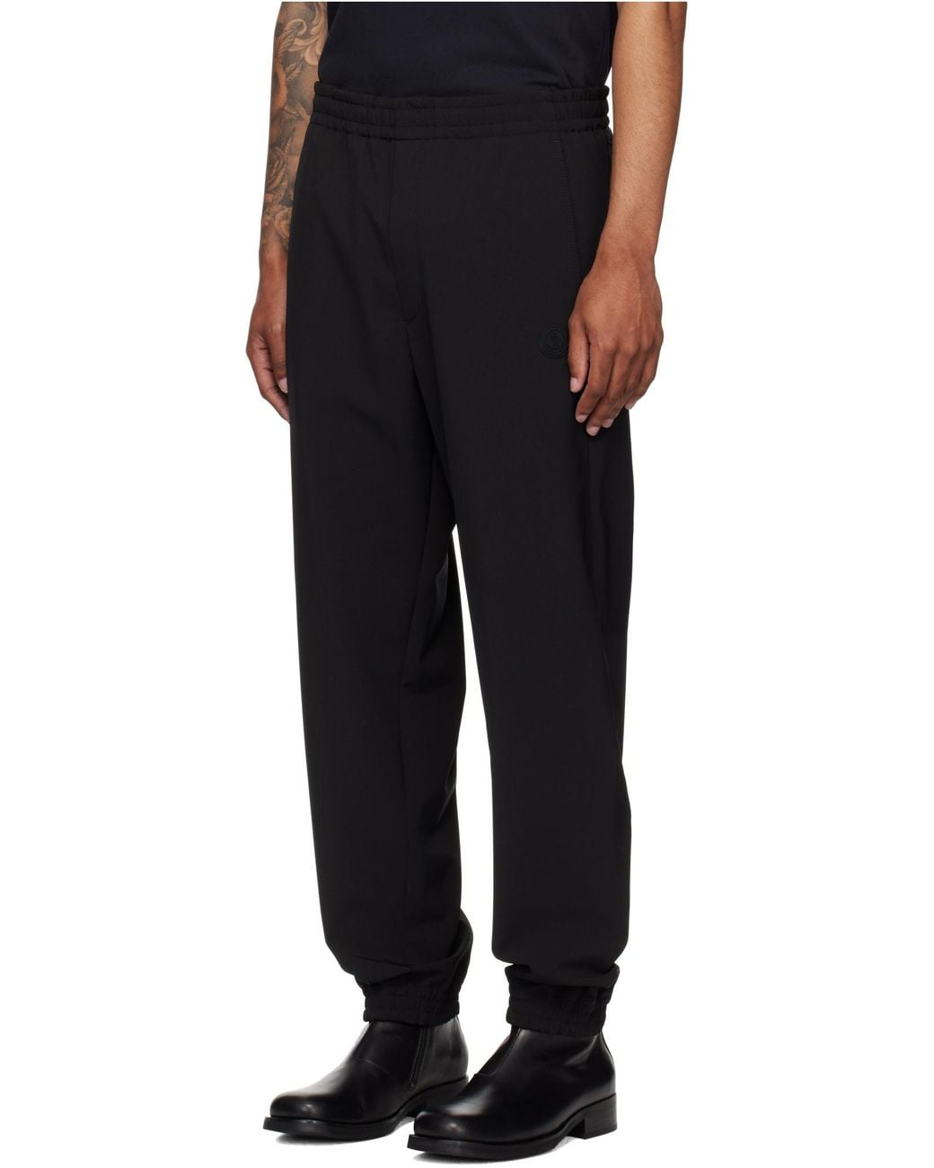 Moncler Black Logo Patch Jogging Pants for men