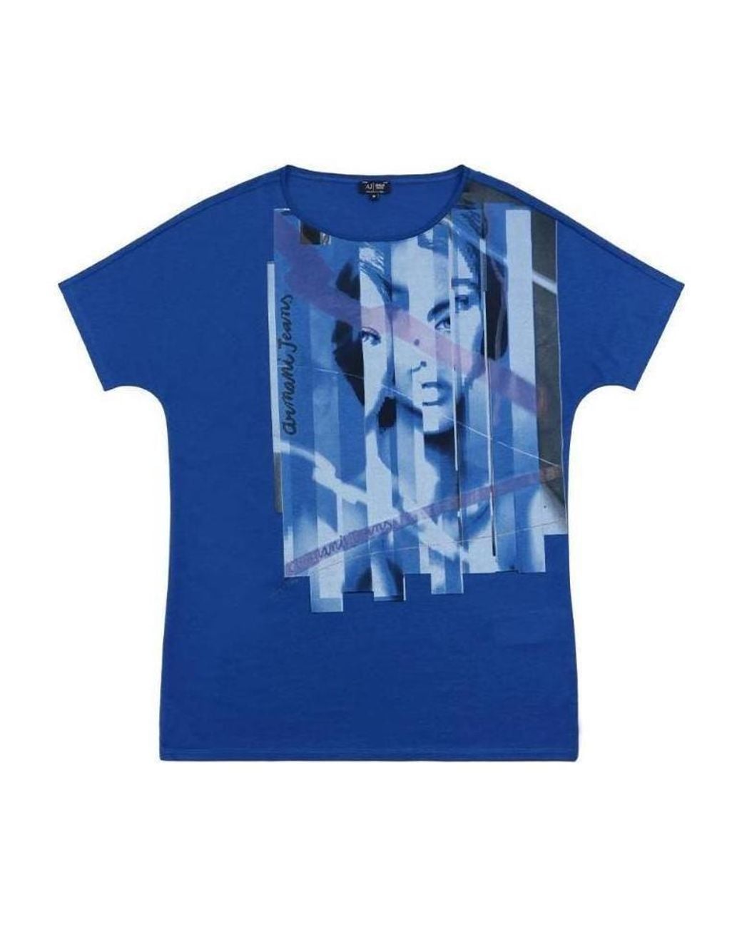 Armani Jeans Blue Crew Neck Printed T-Shirt