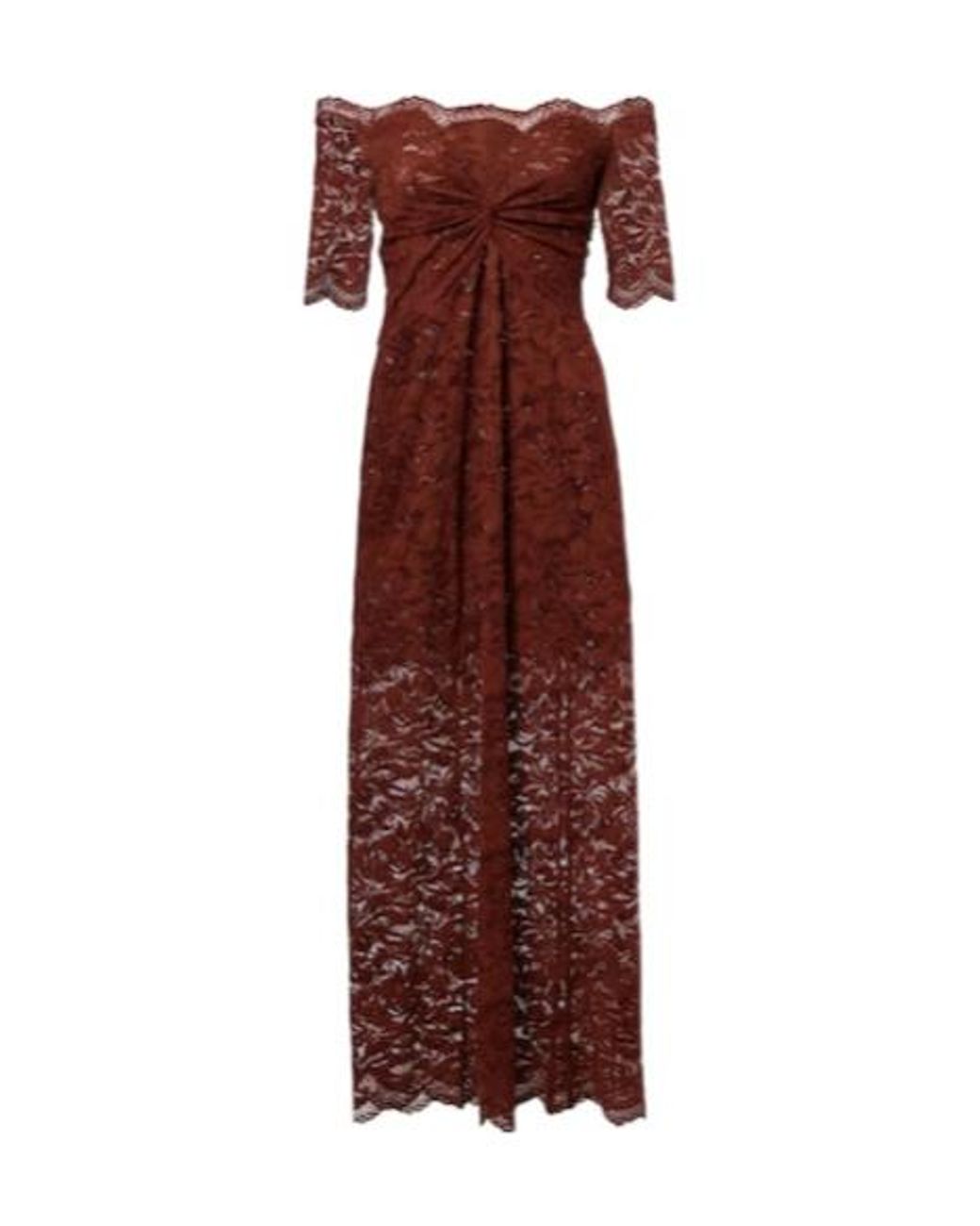 Rabanne Purple Off-Shoulder Lace Maxi Dress