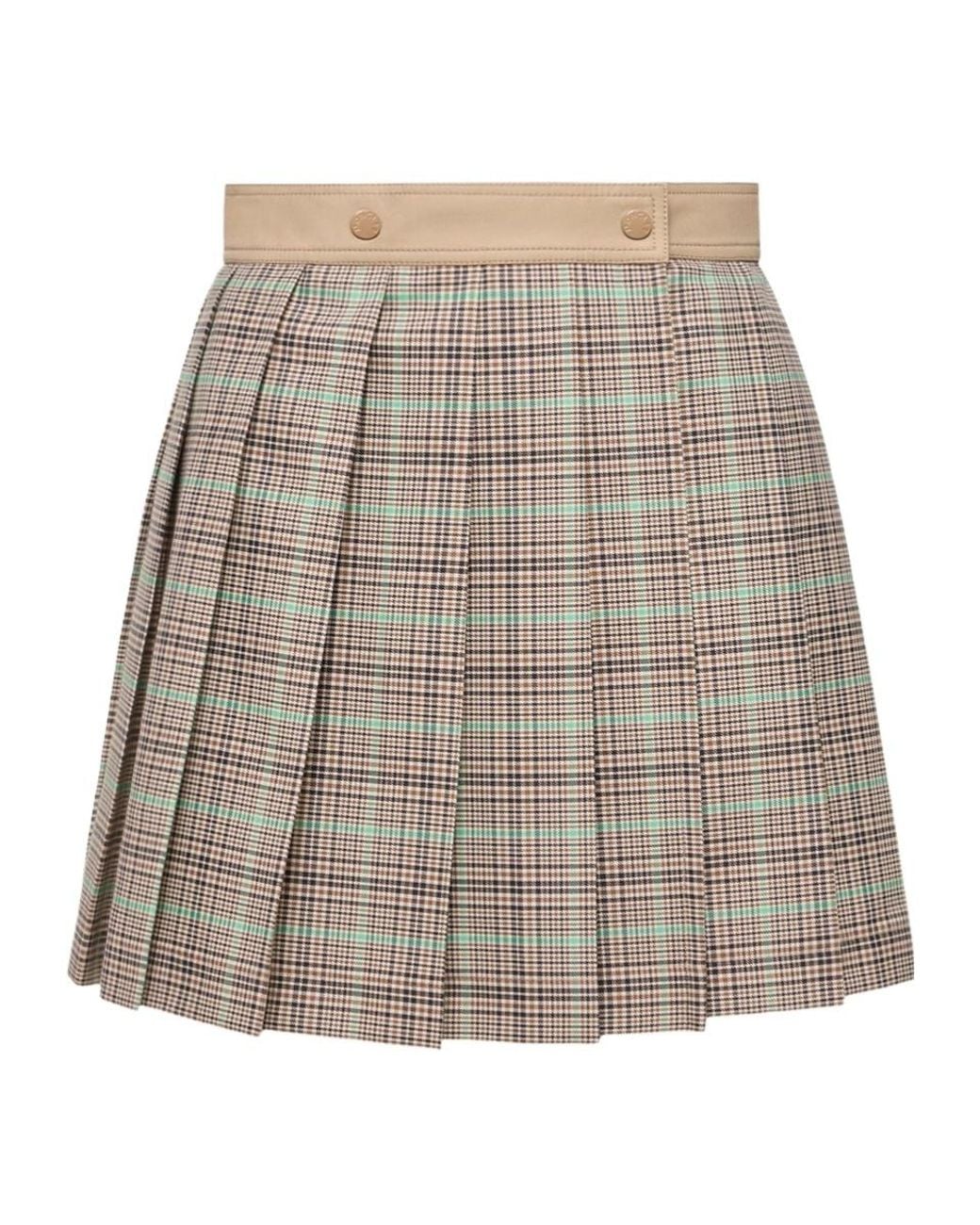 Moncler Natural Pleated Check Skirt