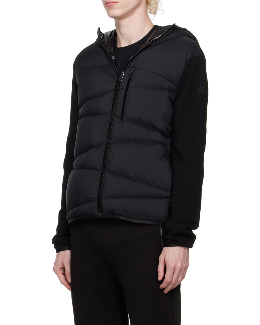 Moncler Black Padded Wool Hoodie for men