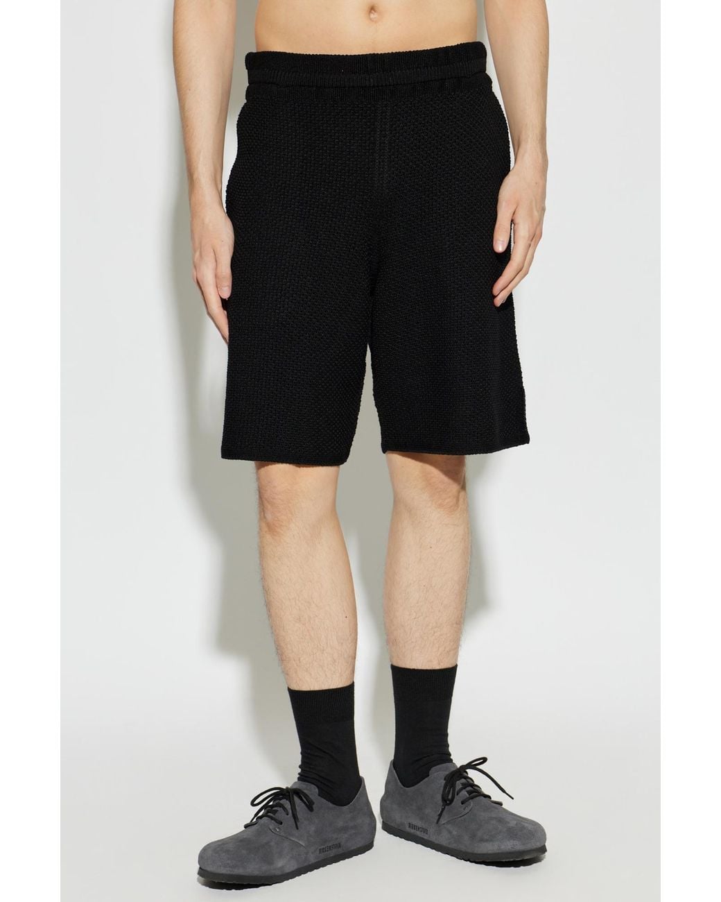 Homme Plissé Issey Miyake Black Homme Plissé Issey Miyake Rustic Knitted Shorts for men