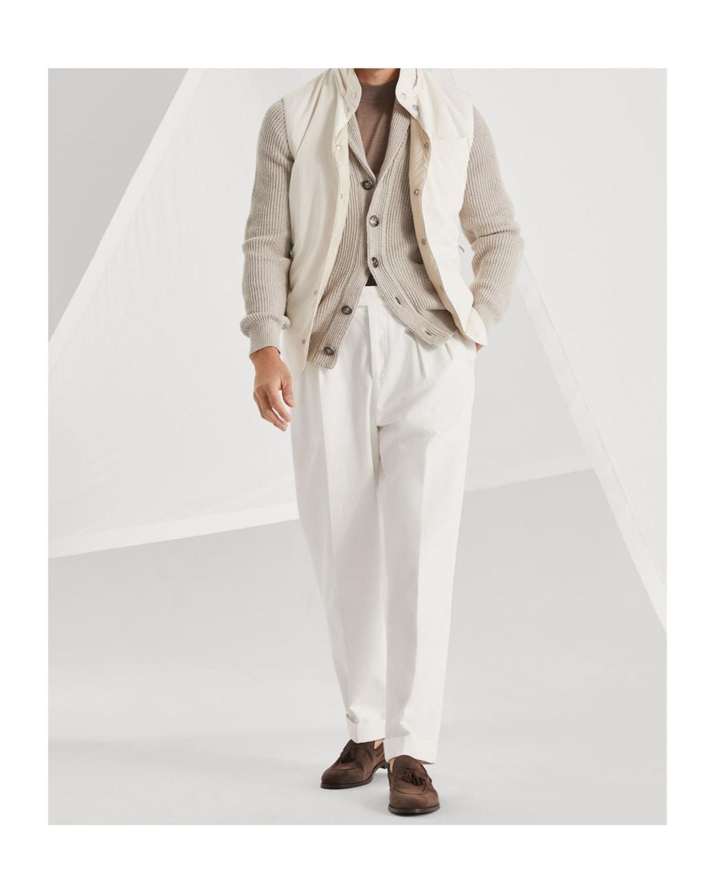 Brunello Cucinelli Gray Buttoned Straight-Hem Cardigan for men