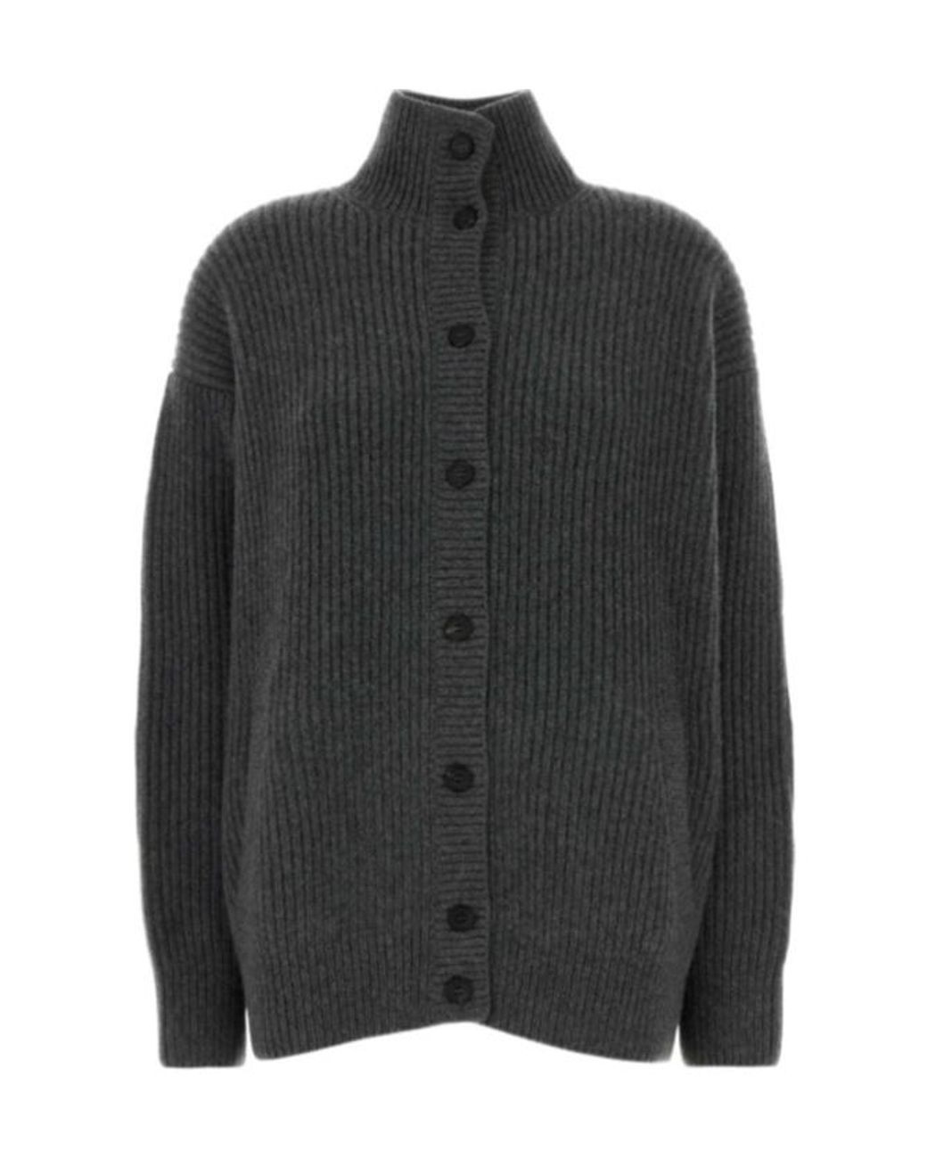 Prada Black Ribbed Elbow-Patched Cardigan