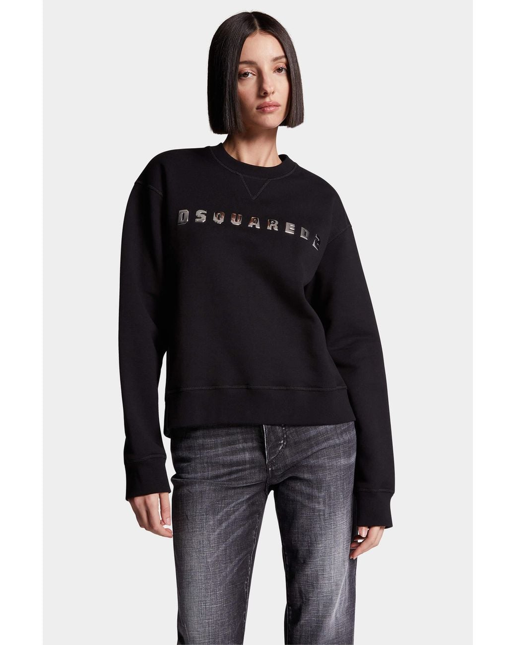 DSquared² Black Logo Detailed Crewneck Sweatshirt