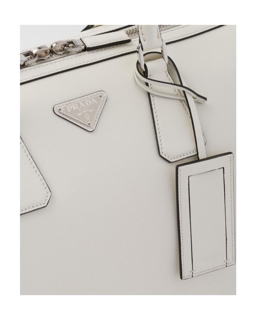 Prada White Saffiano Leather Travel Bag for men