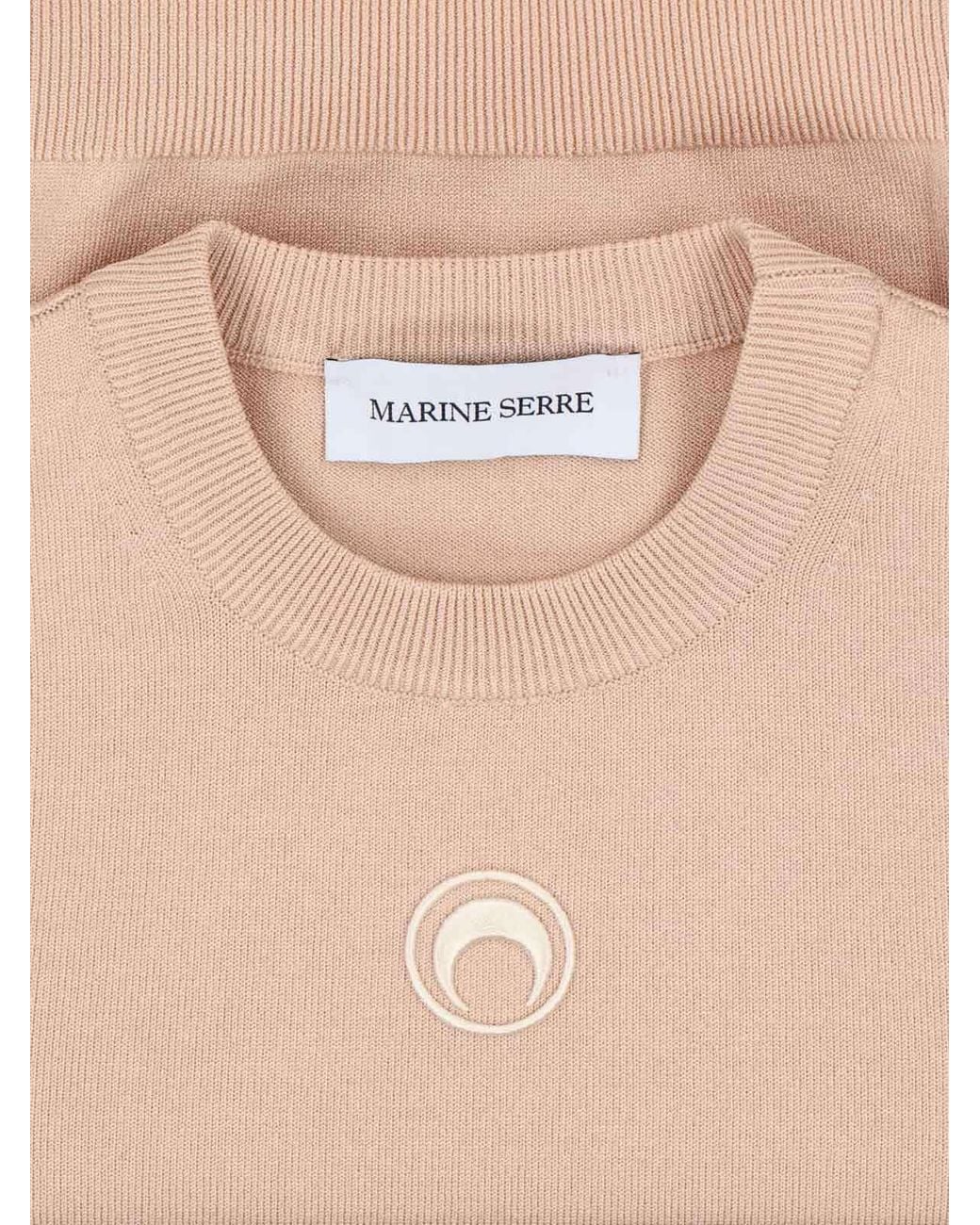 MARINE SERRE Pink Short-Sleeved Knit Sweater