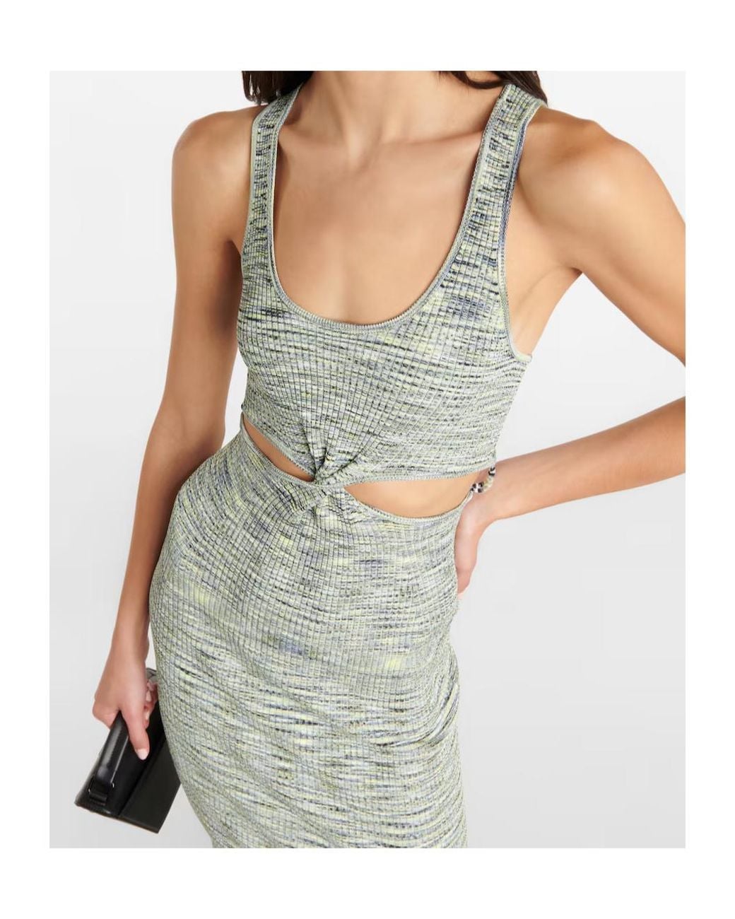 Jonathan Simkhai Green Striped Sleeveless Dress