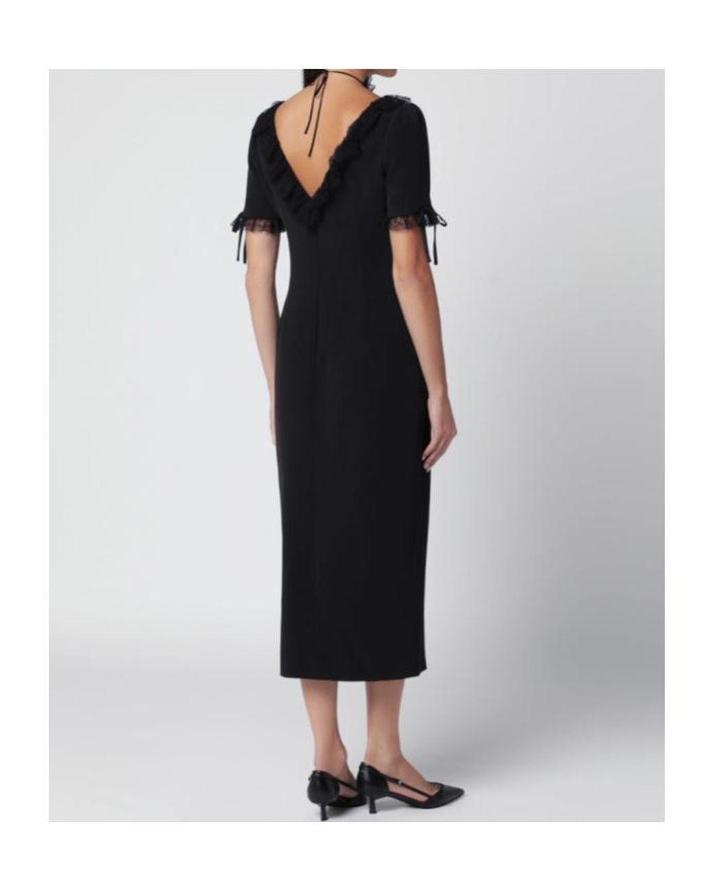 Alessandra Rich Black Lace-Trim Dress