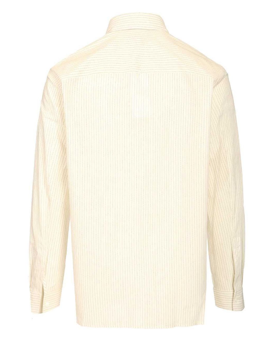 Maison Kitsuné White Maison Kitsuné Striped Oversized Shirt for men