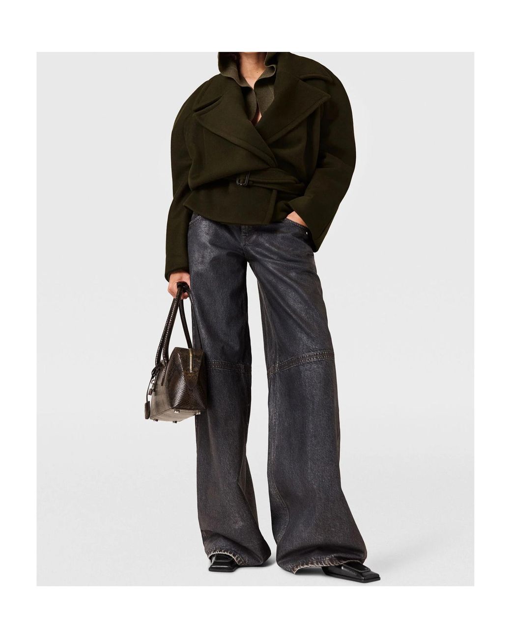 Stella McCartney Black Cropped Belted Trench Jacket