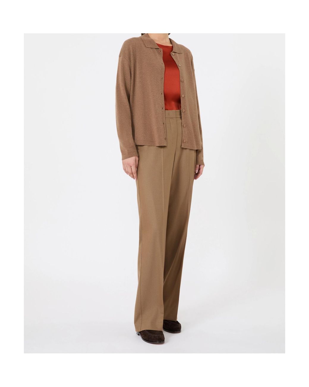 Max Mara Brown Collared Button-Up Cardigan