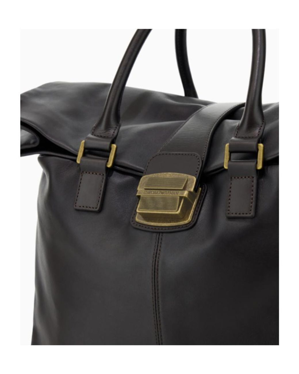 Emporio Armani Black Leather Buckle-Fastening Tote Bag for men
