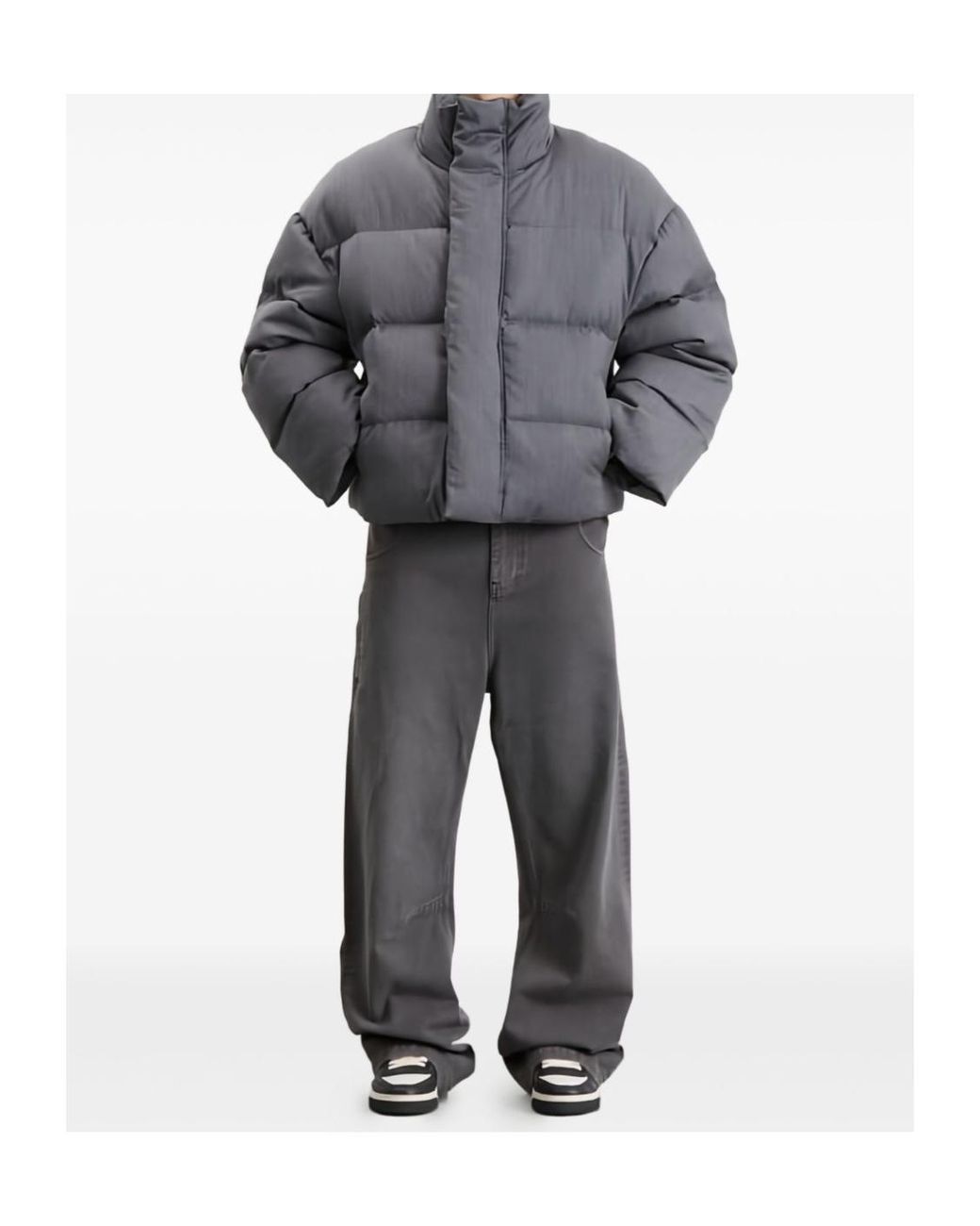 Entire studios Gray Stand Collar Down Jacket for men