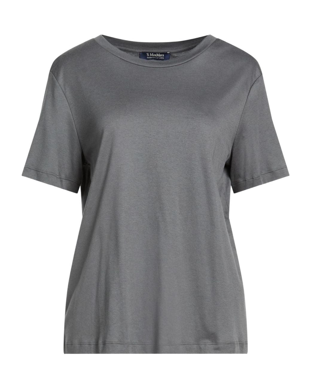Max Mara Gray Basic Solid-Color T-Shirt
