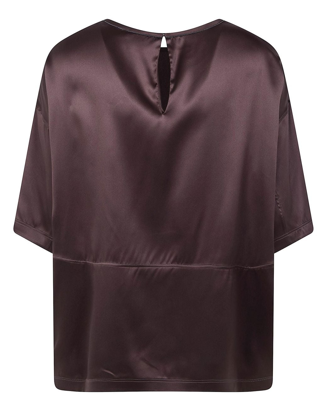 Brunello Cucinelli Purple Keyhole Crewneck Top