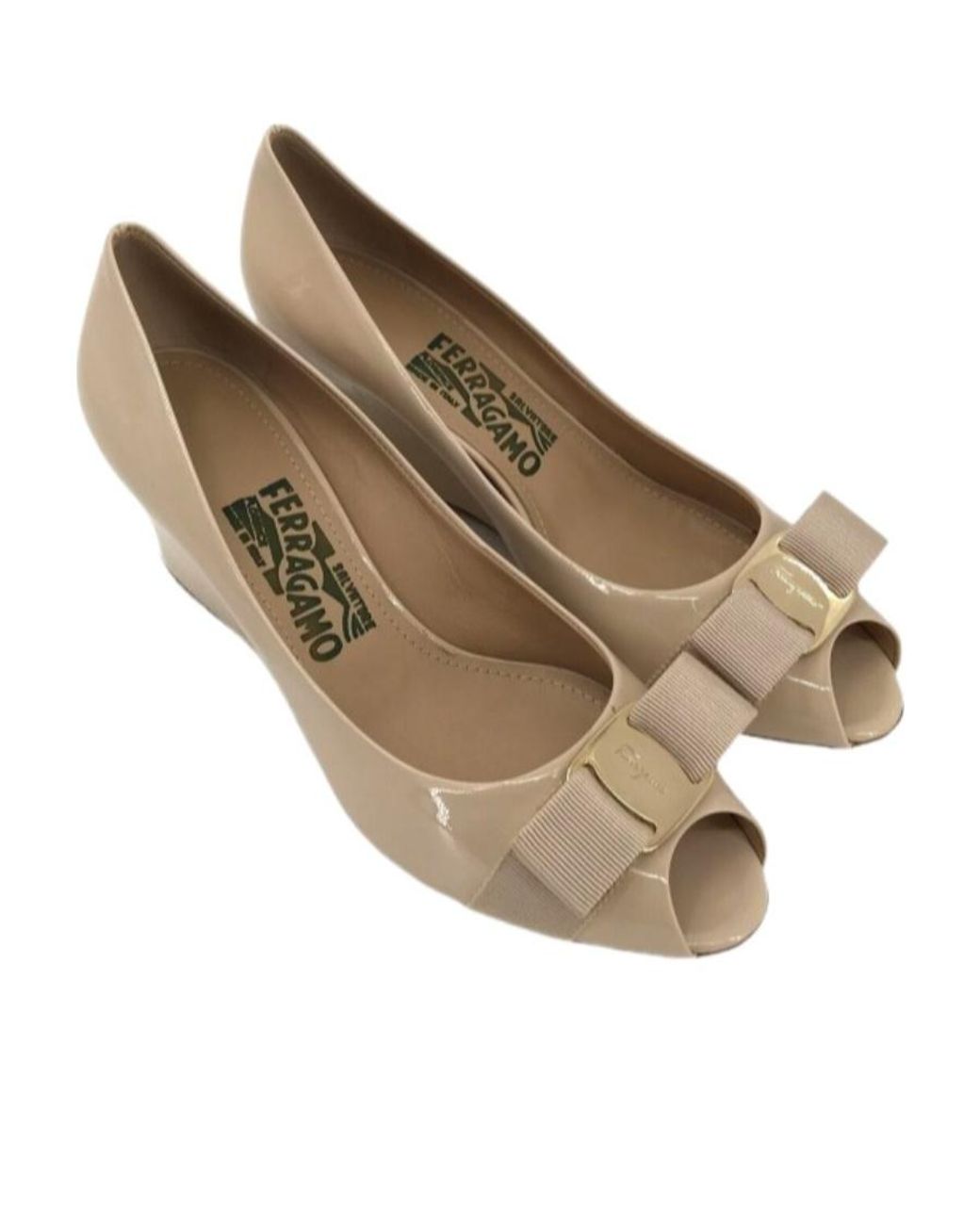 Ferragamo Metallic Logo Open-Toed Heels