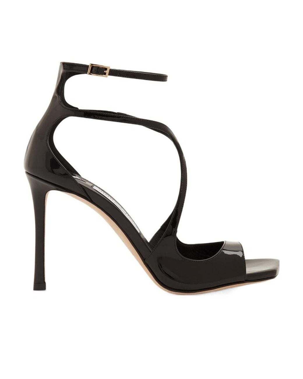 Jimmy Choo Black Square-Toed High-Heeled Sandals