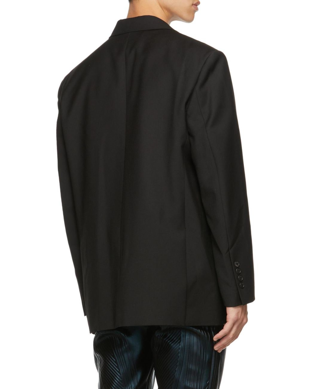 we11done Black Logo-Patch Long Sleeved Oversized Blazer for men