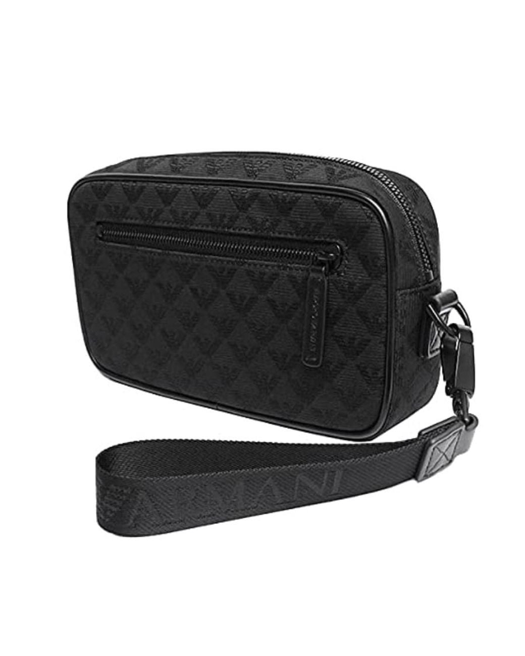 Emporio Armani Black All-Over Jacquard Wash Bag for men