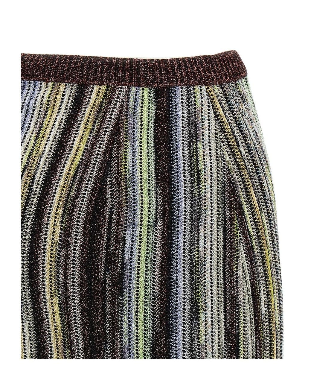 Missoni Black Striped Side Buttoned Mini Skirt