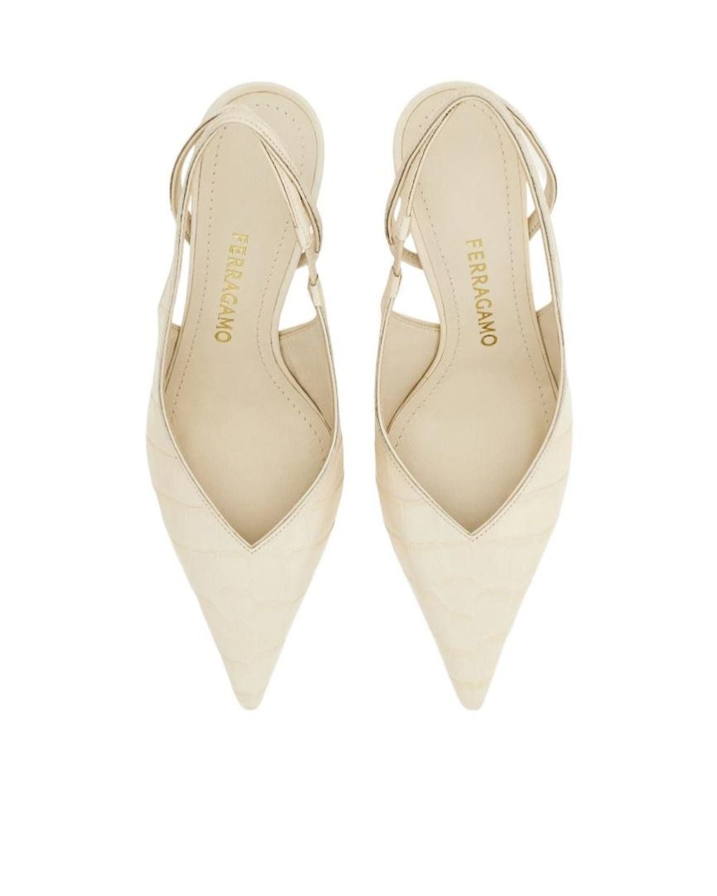 Ferragamo White Mid Heel Slingback