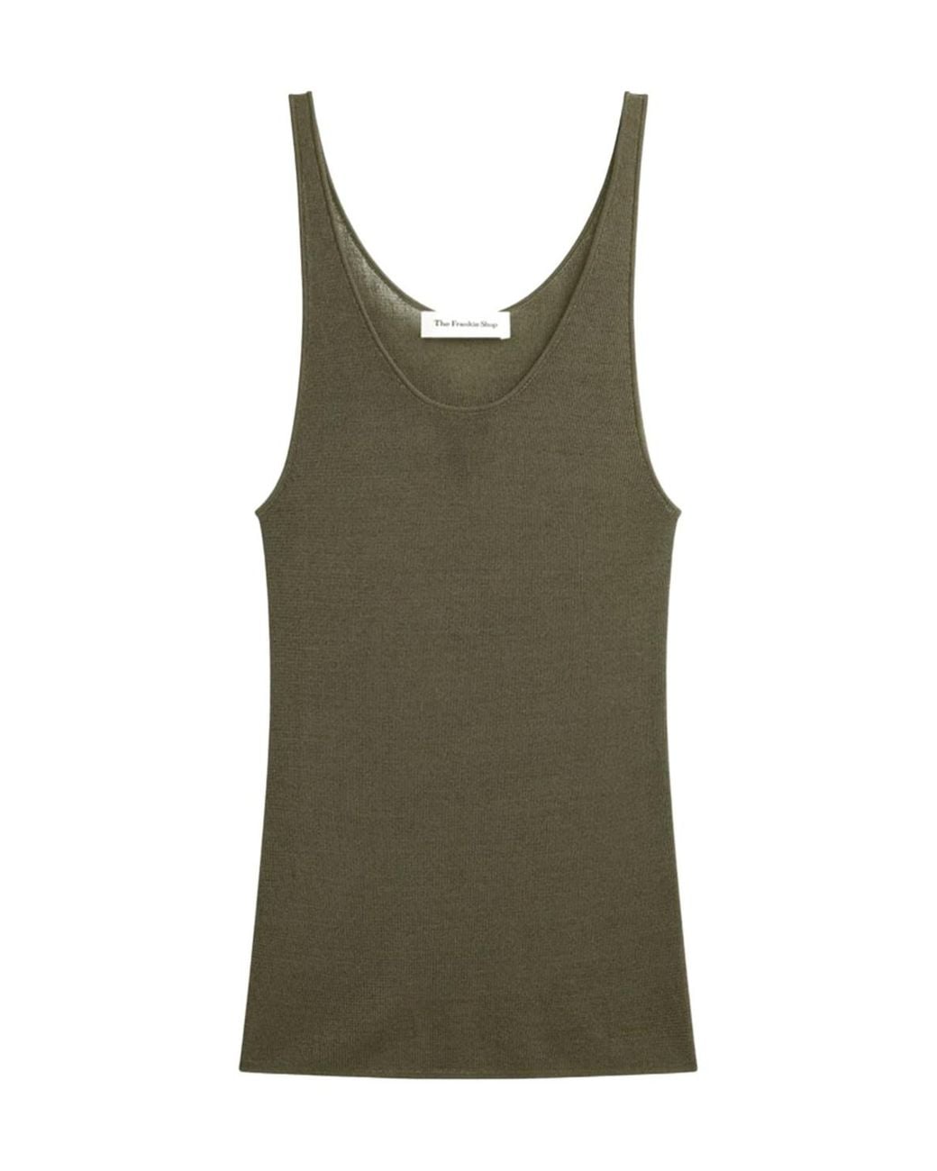 Frankie Shop Green Rivo Ribbed Knit Tank Top