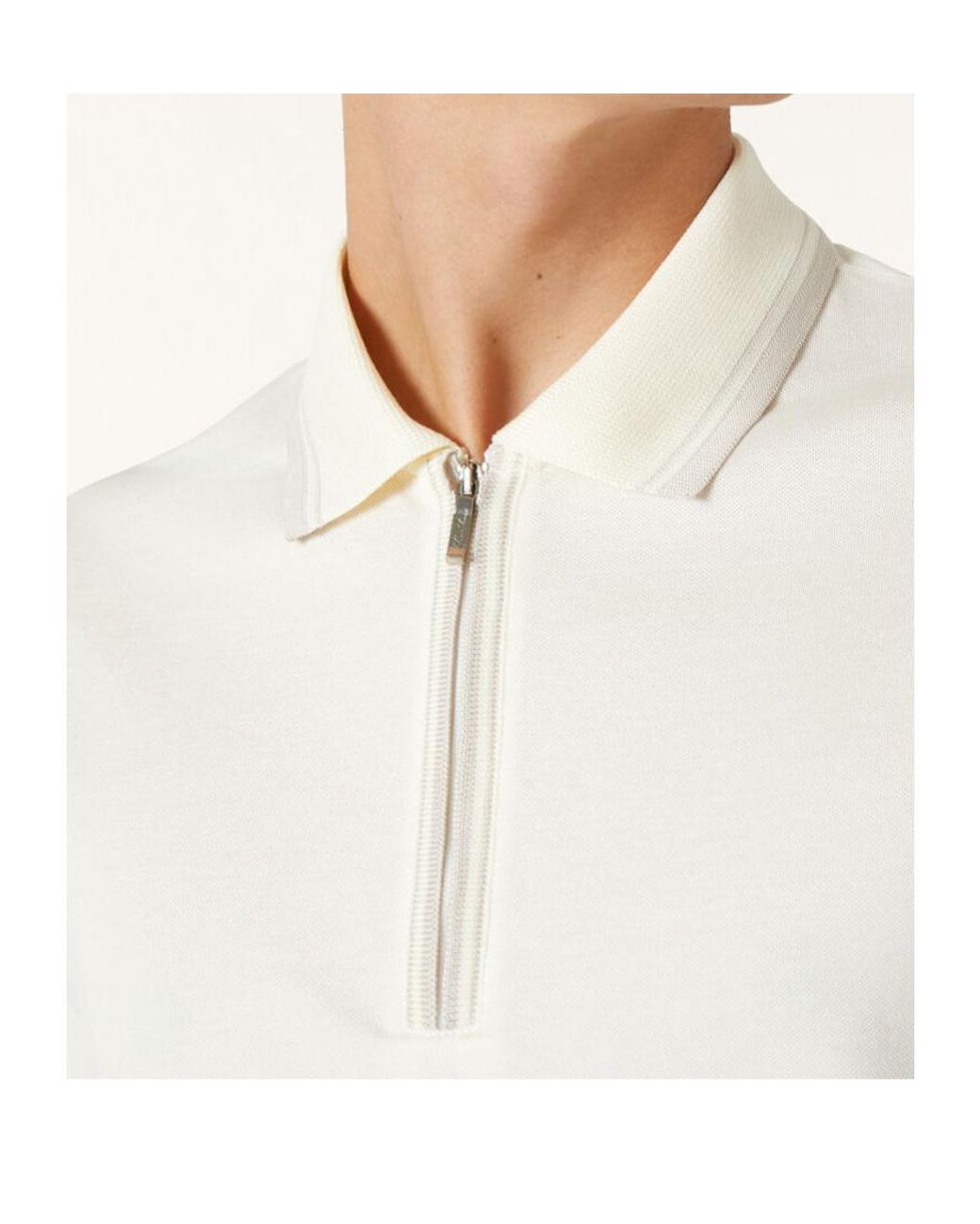 Loro Piana White Zip Regatta Polo Shirt for men