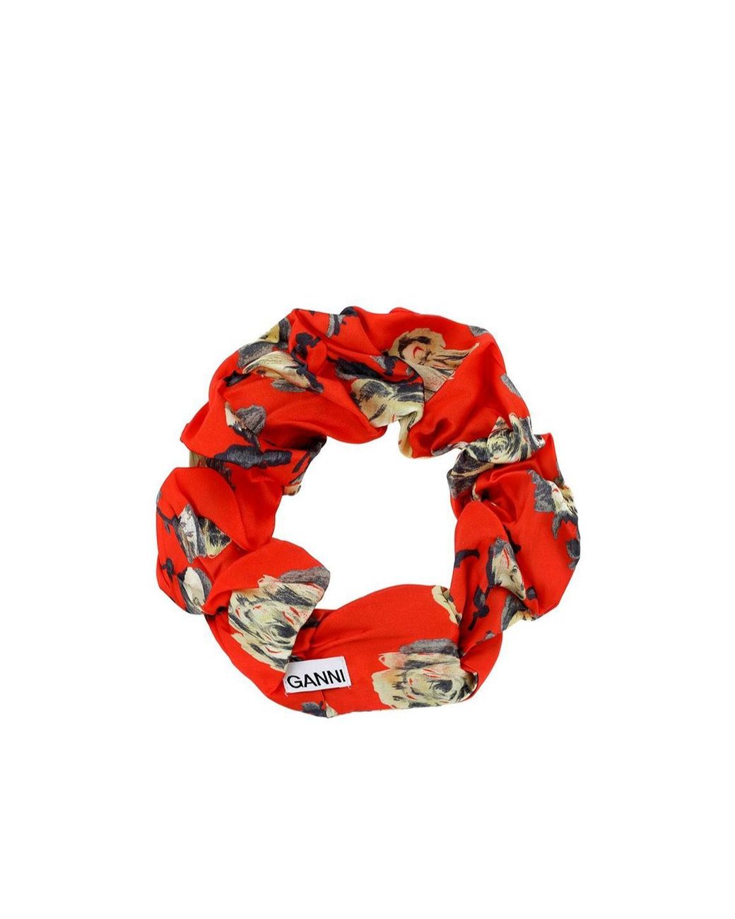 Ganni Red Floral Printed Scrunchie